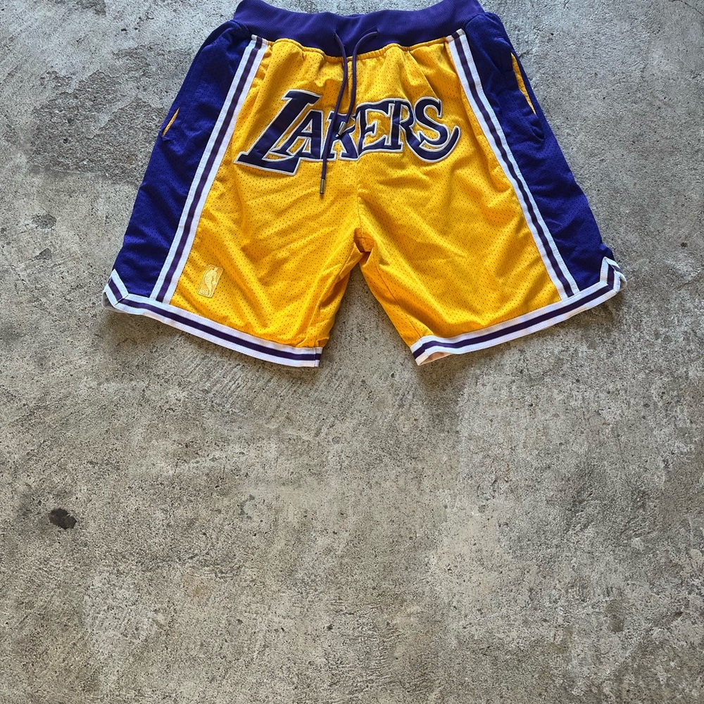 Vintage Just Don Yellow Mesh Shorts with Purple Embroidered Logo